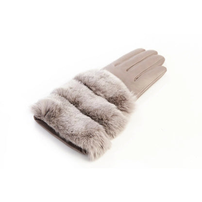 Women's gloves in taupe nappa leather with natural fur