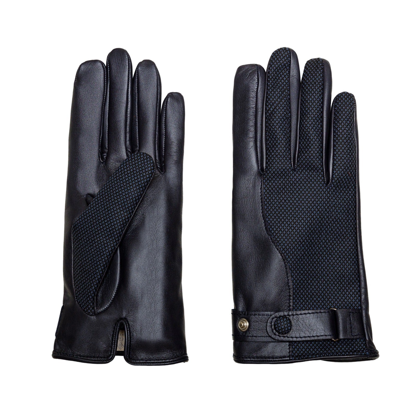 Men's nappa leather and Holland&Sherry wool gloves with strap and cashmere lined