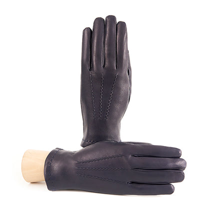 Bespoke Men's bottle green  nappa leather gloves and touchscreen palm