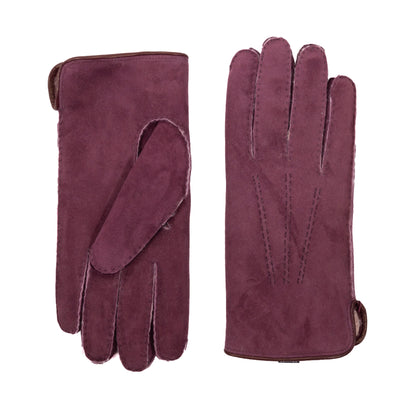 Men's curly lambskin gloves with leather piped edge and side opening
