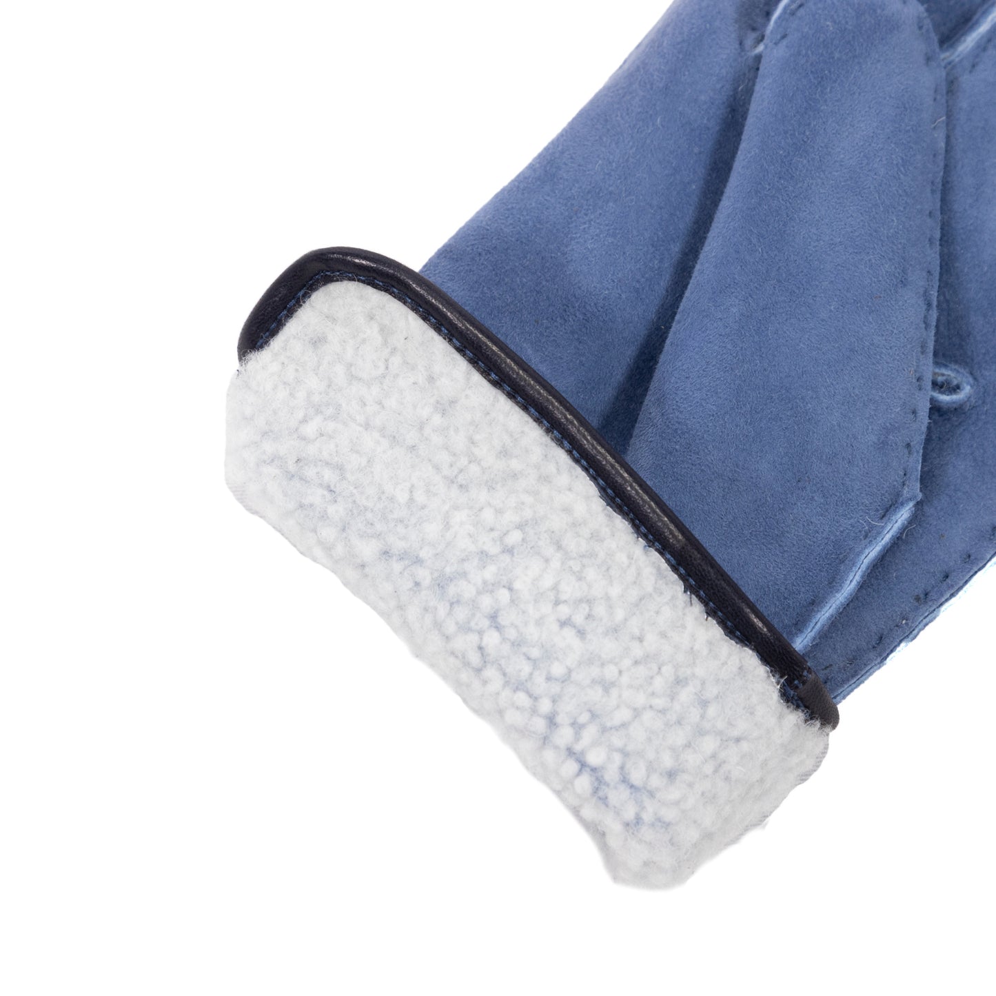 Men's curly lambskin gloves with leather piped edge and side opening