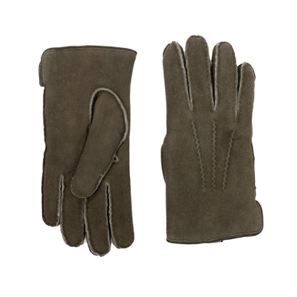 Men's curly lambskin gloves with leather piped edge and side opening