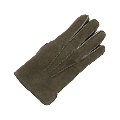 Men's curly lambskin gloves with leather piped edge and side opening