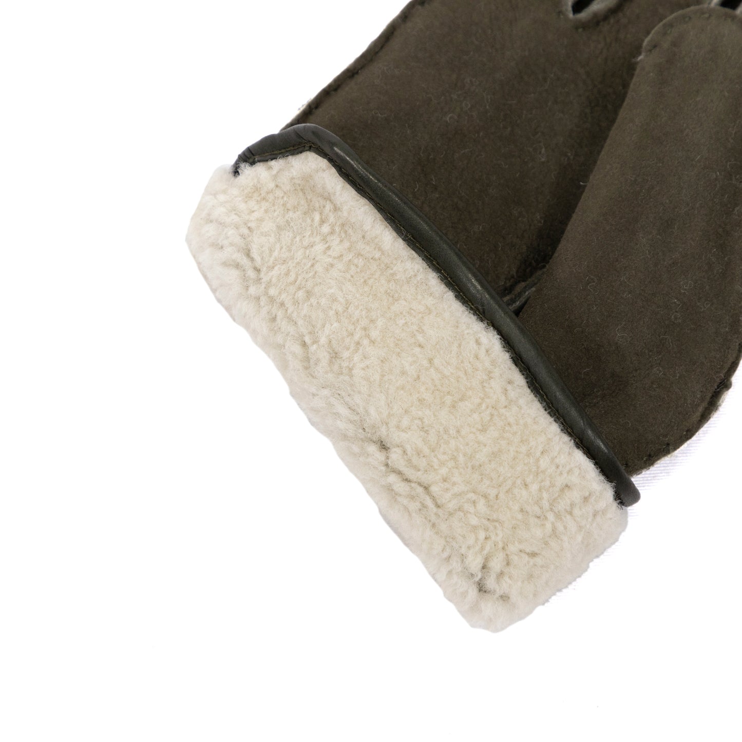 Men's curly lambskin gloves with leather piped edge and side opening