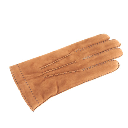 Men's tobacco lamb nubuck leather gloves and cashmere lining