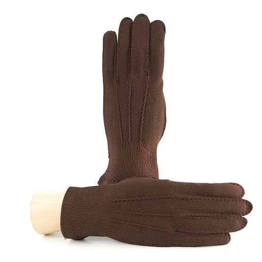 Men's biscotto lamb nubuck leather gloves and cashmere lining