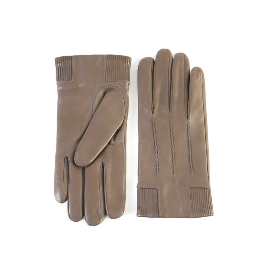 Mens' nappa leather gloves with elastic panel detail, cashmere lined