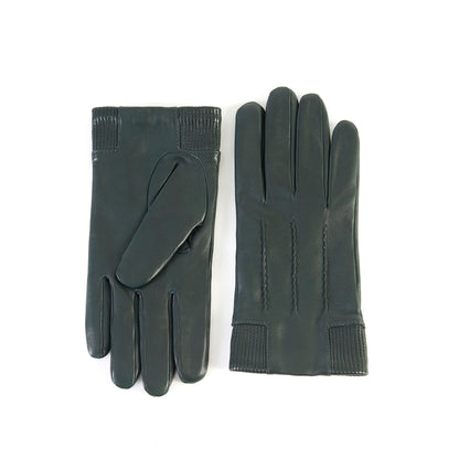 Mens' nappa leather gloves with elastic panel detail, cashmere lined