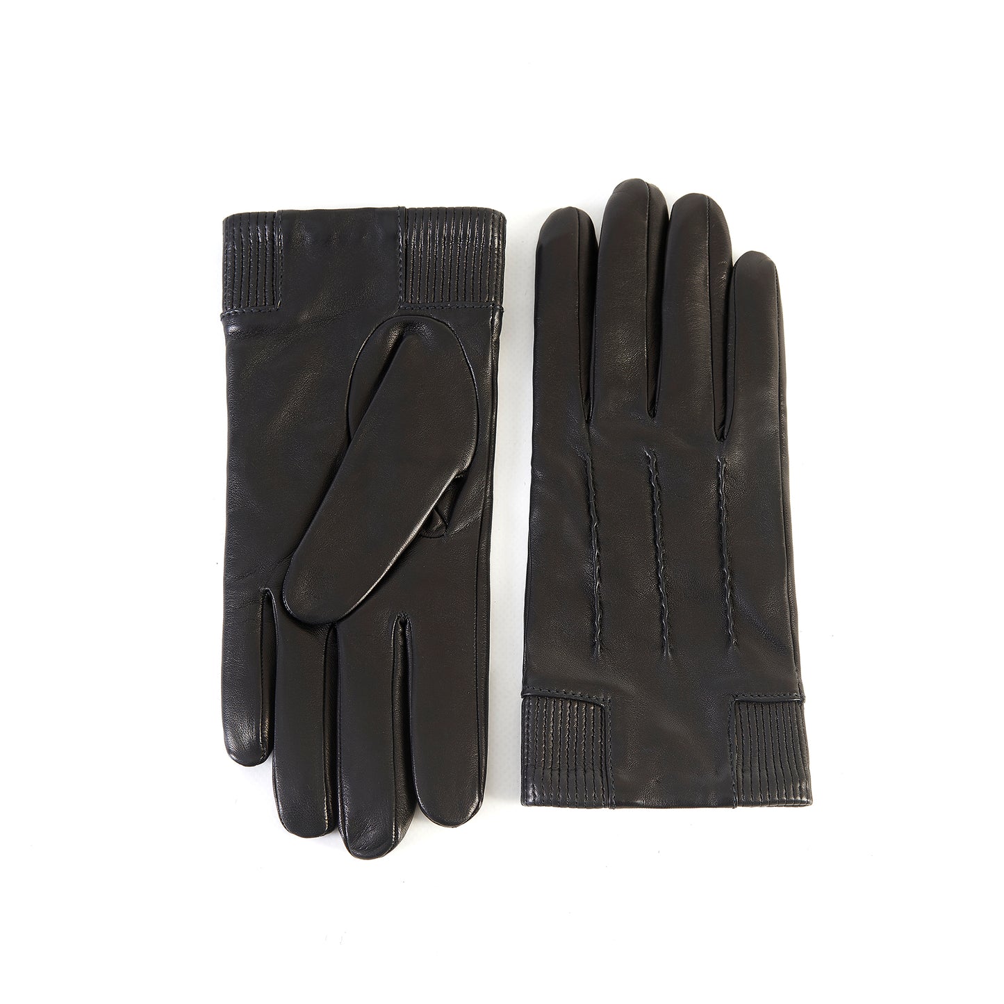 Mens' nappa leather gloves with elastic panel detail, cashmere lined