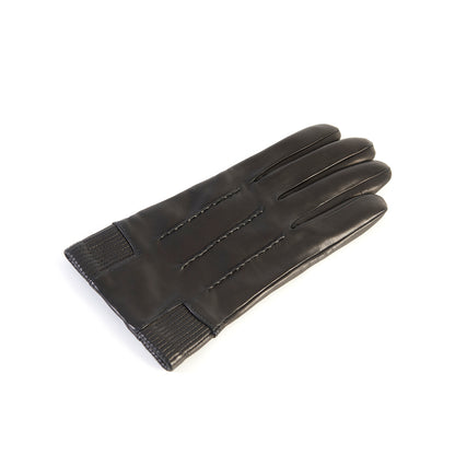 Mens' nappa leather gloves with elastic panel detail, cashmere lined