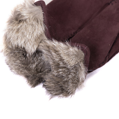 Handcrafted suede leather gloves with natural rabbit lining