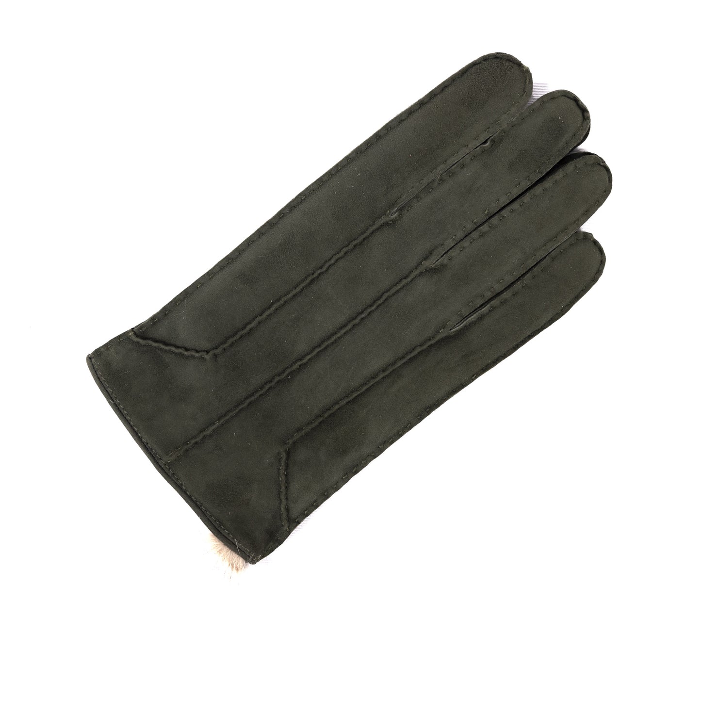 Handcrafted suede leather gloves with natural rabbit lining