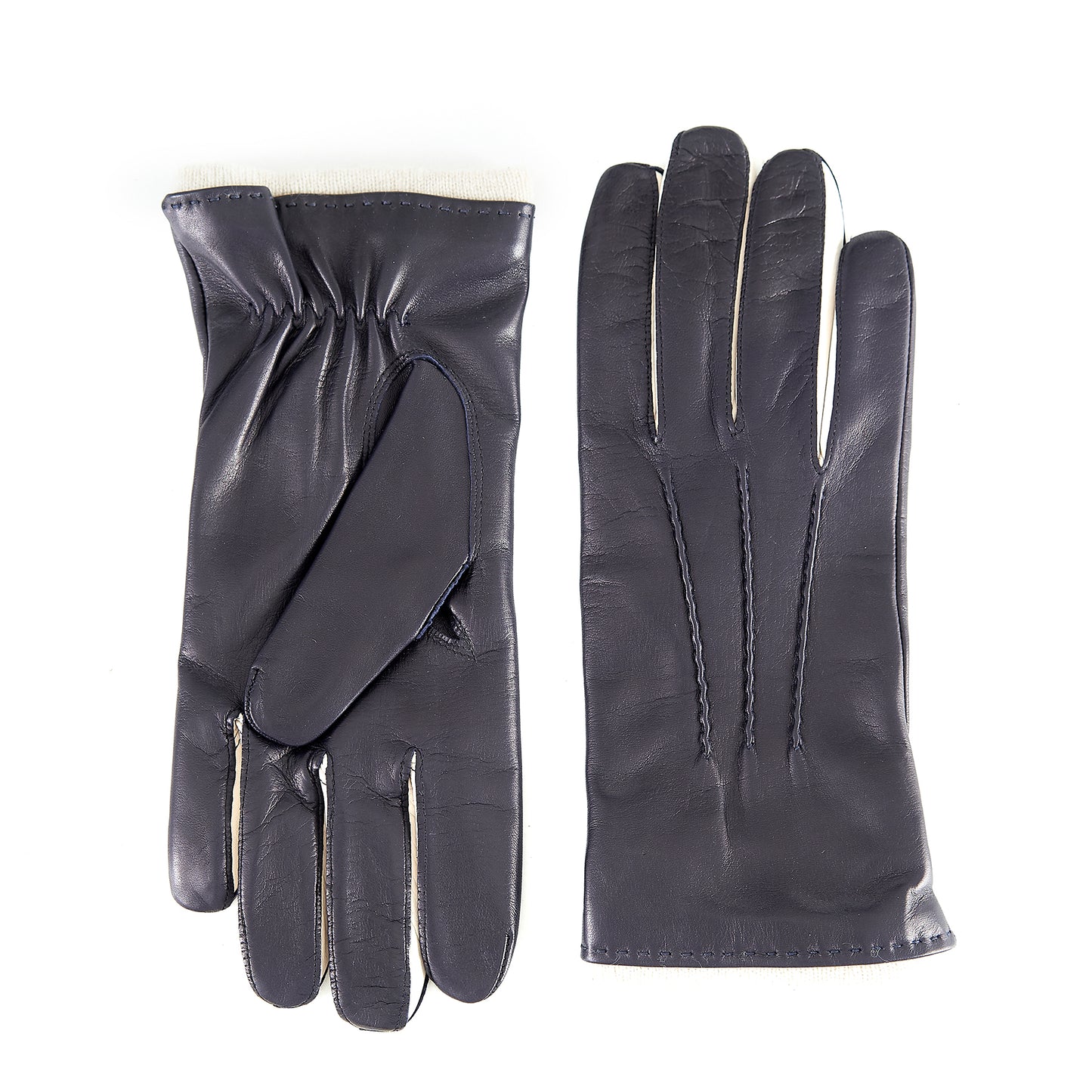 Men's nappa leather gloves  with contrast finger inserts and cashmere lining