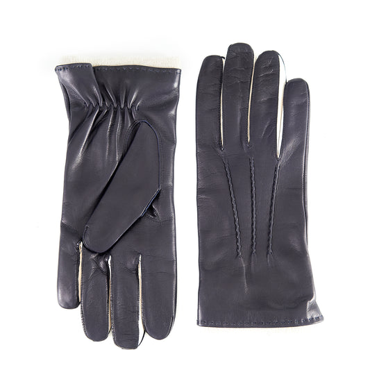 Men's nappa leather gloves  with contrast finger inserts and cashmere lining