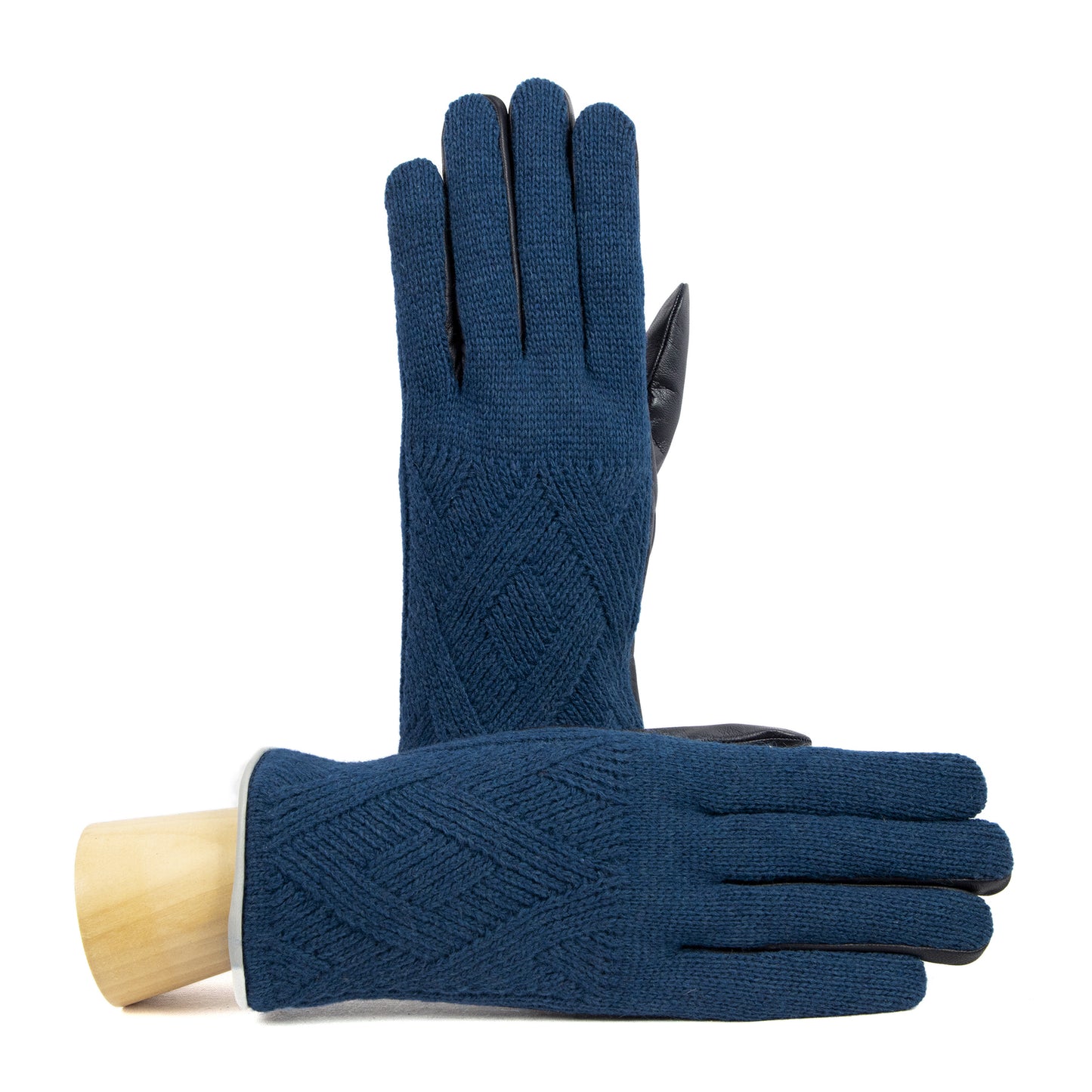 Men’s Touchscreen Leather Gloves with Braided Wool Back