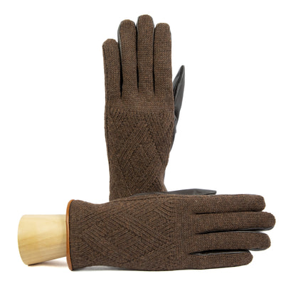 Men’s Touchscreen Leather Gloves with Braided Wool Back