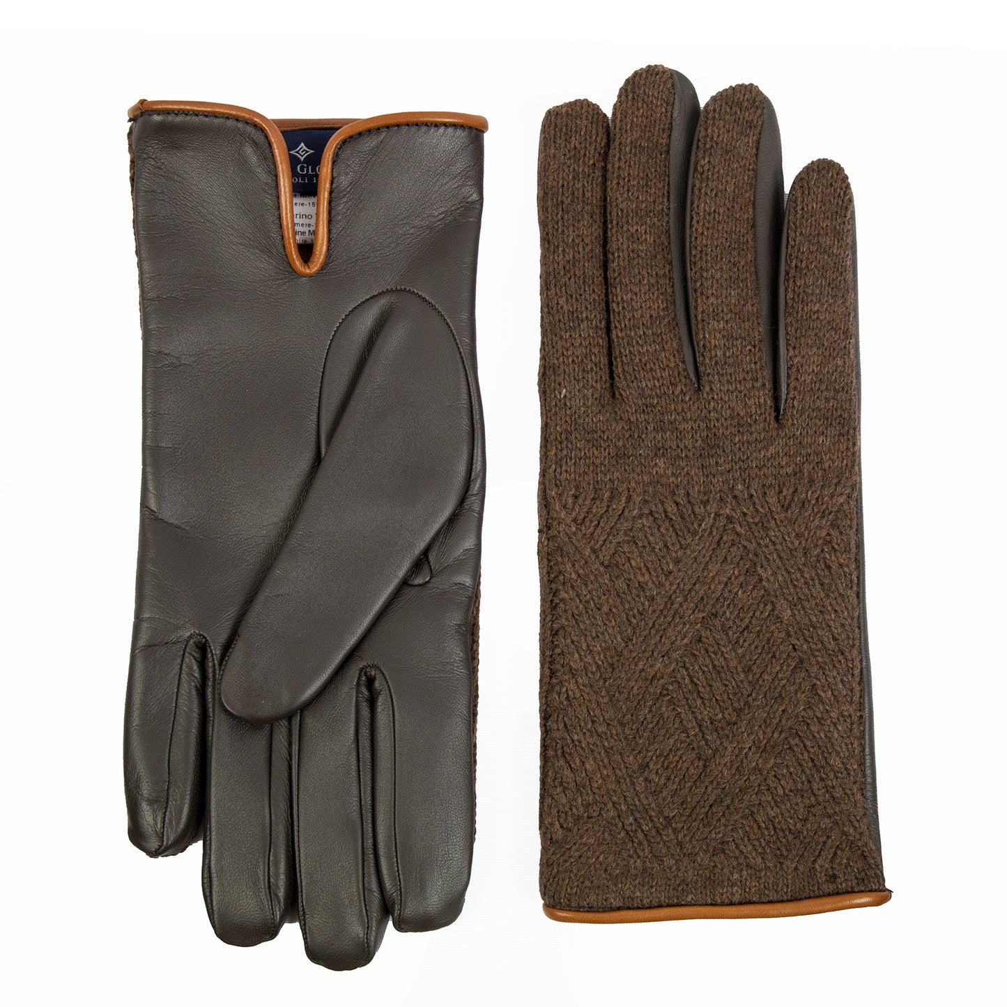 Men’s Touchscreen Leather Gloves with Braided Wool Back