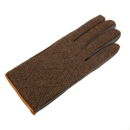 Men’s Touchscreen Leather Gloves with Braided Wool Back