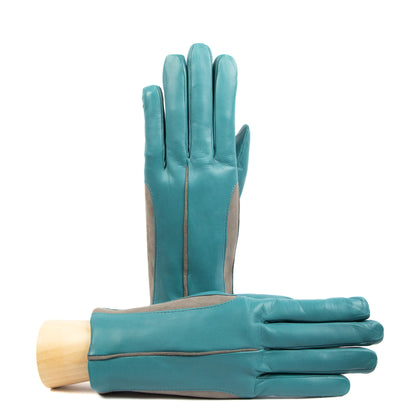 Men' nappa leather gloves with elastic suede inserts