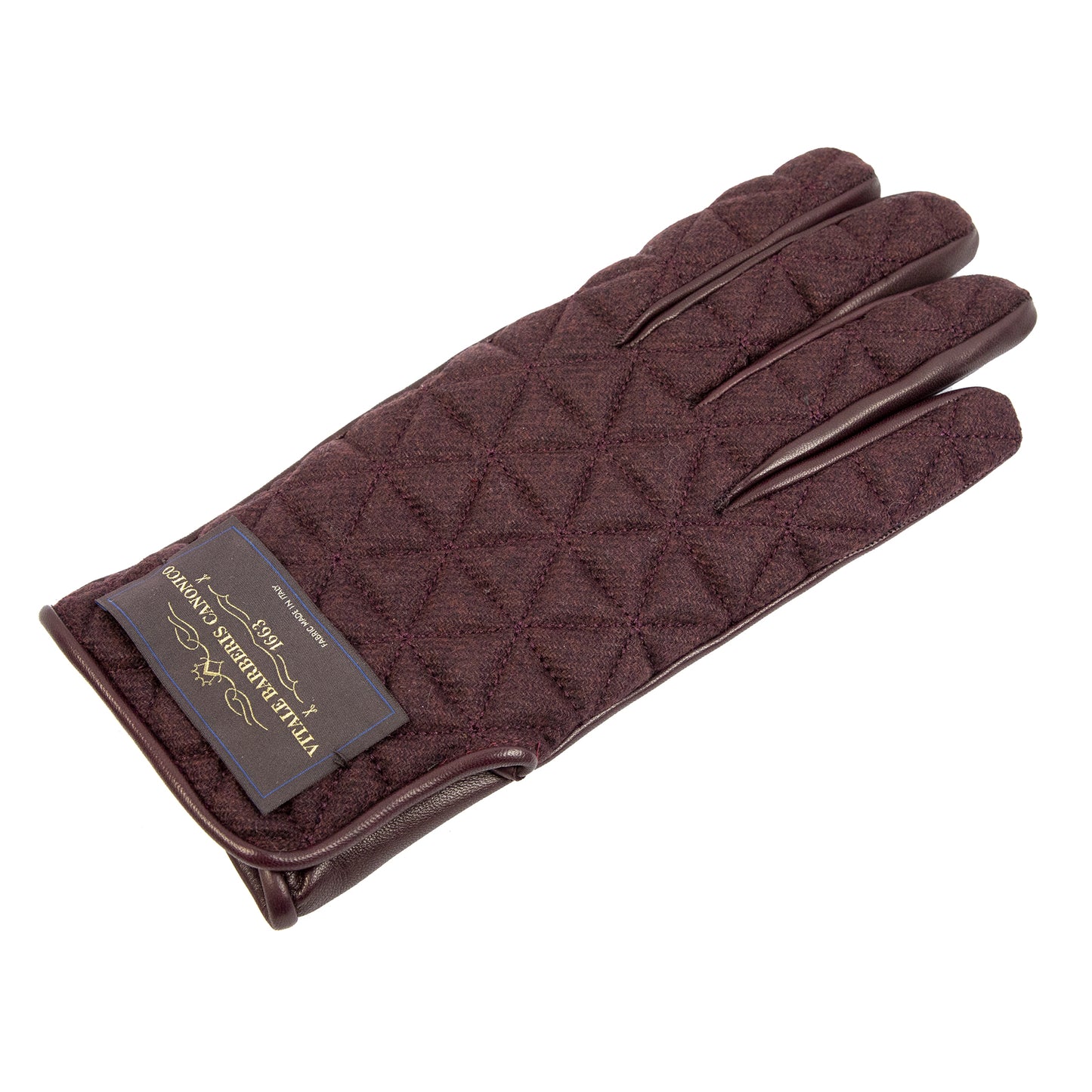 Quilted fabric and nappa leather gloves