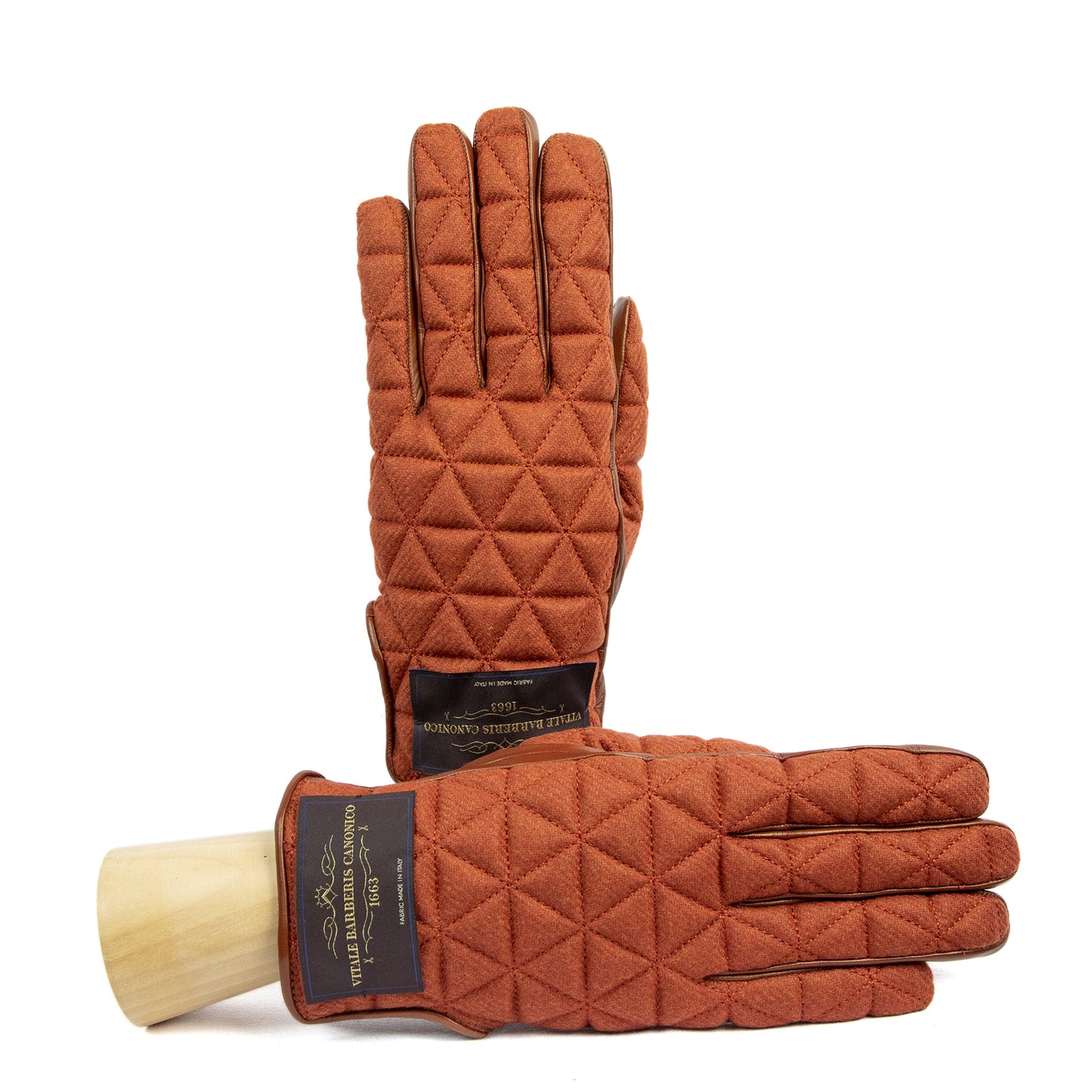 Quilted fabric and nappa leather gloves