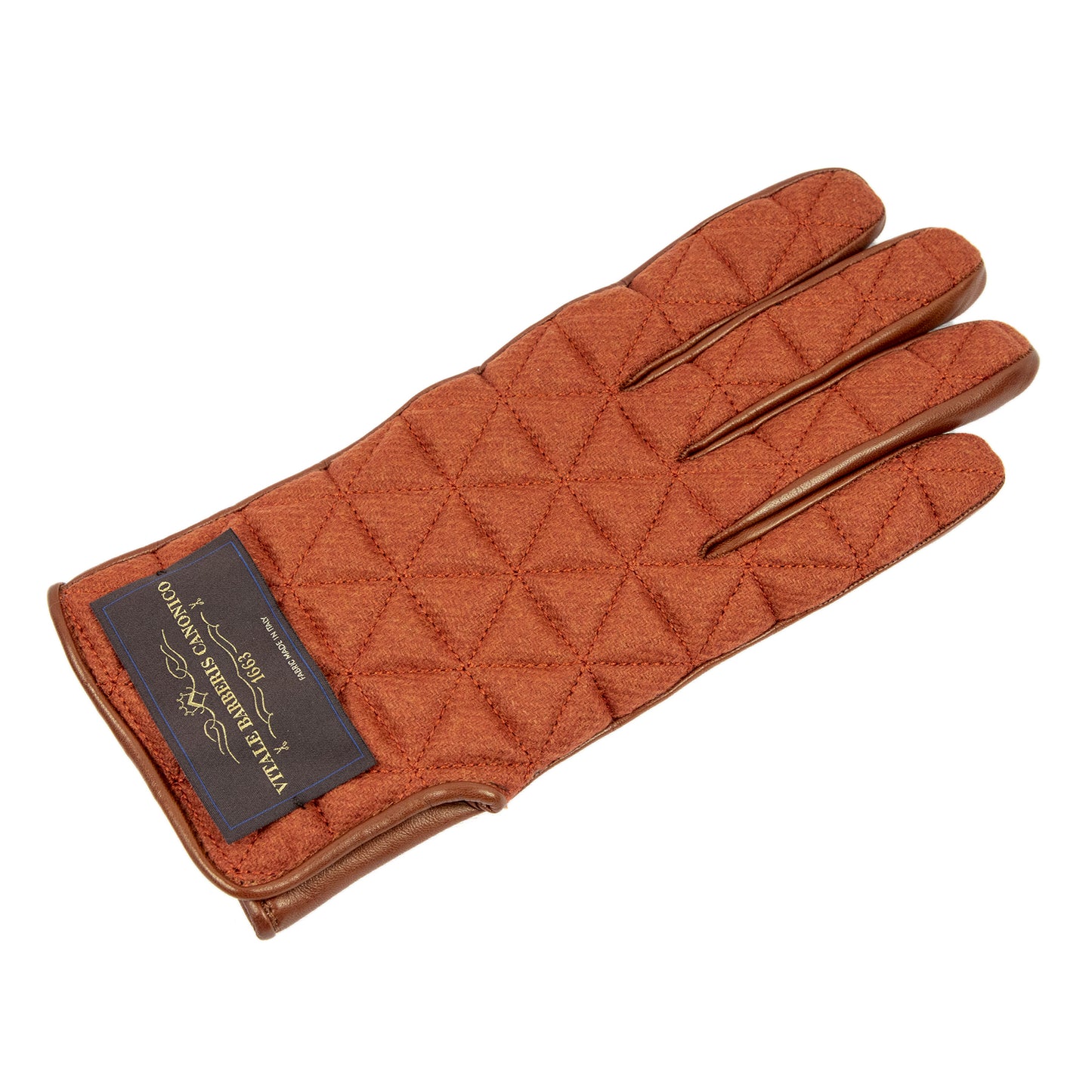 Quilted fabric and nappa leather gloves