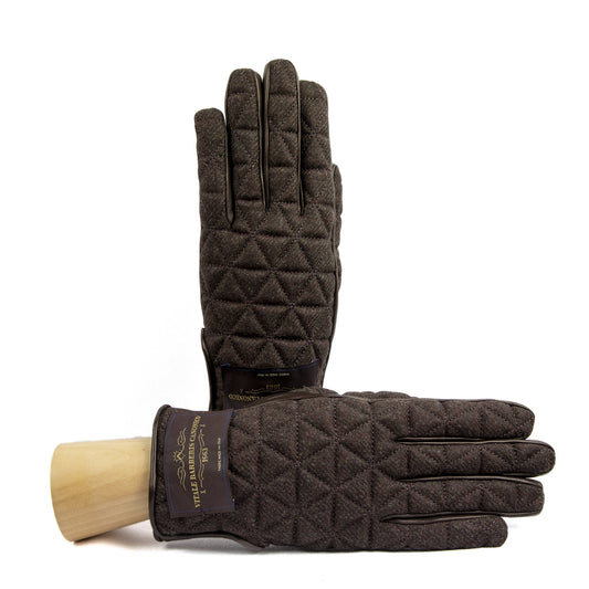 Quilted fabric and nappa leather gloves