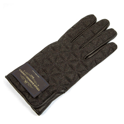 Quilted dark fabric and nappa leather gloves showcasing Italian craftsmanship and elegant design.
