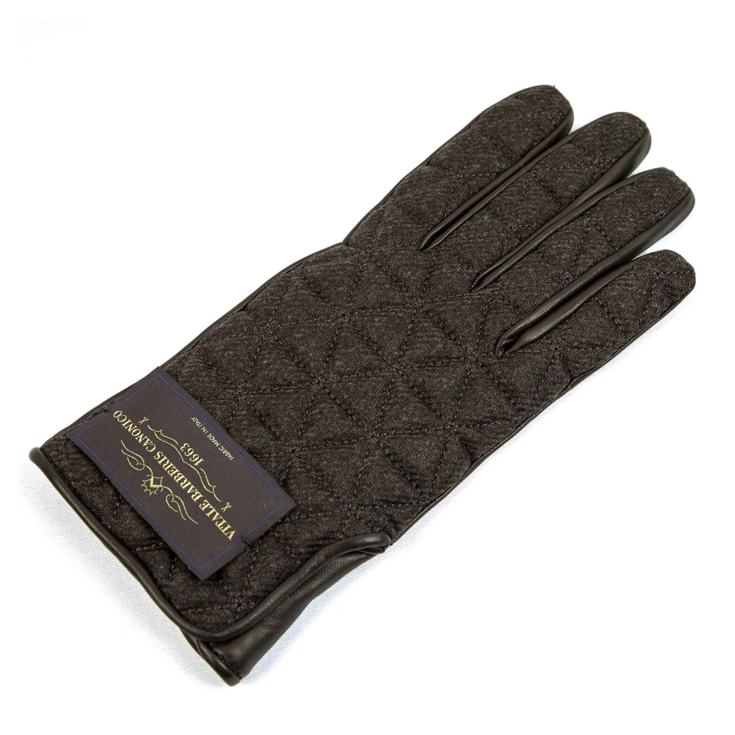 Quilted fabric and nappa leather gloves