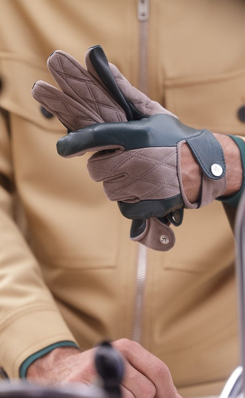 Men's nappa and quilted suede unlined gloves