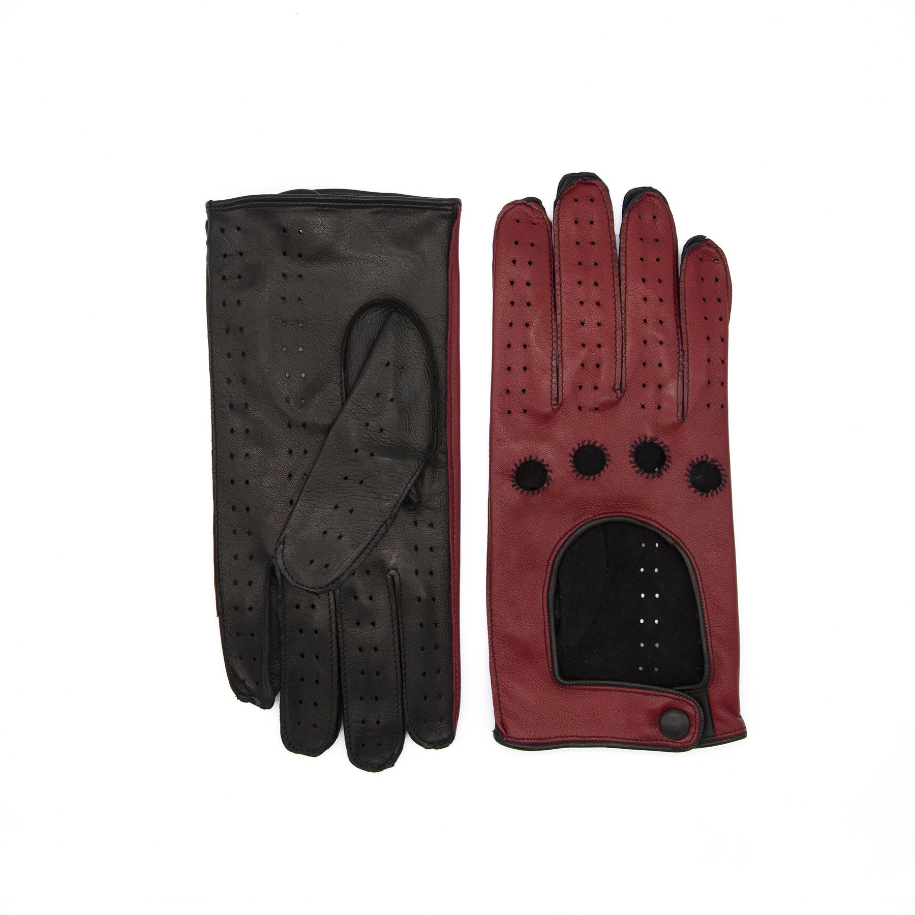 Men's unlined bicolor leather driving gloves