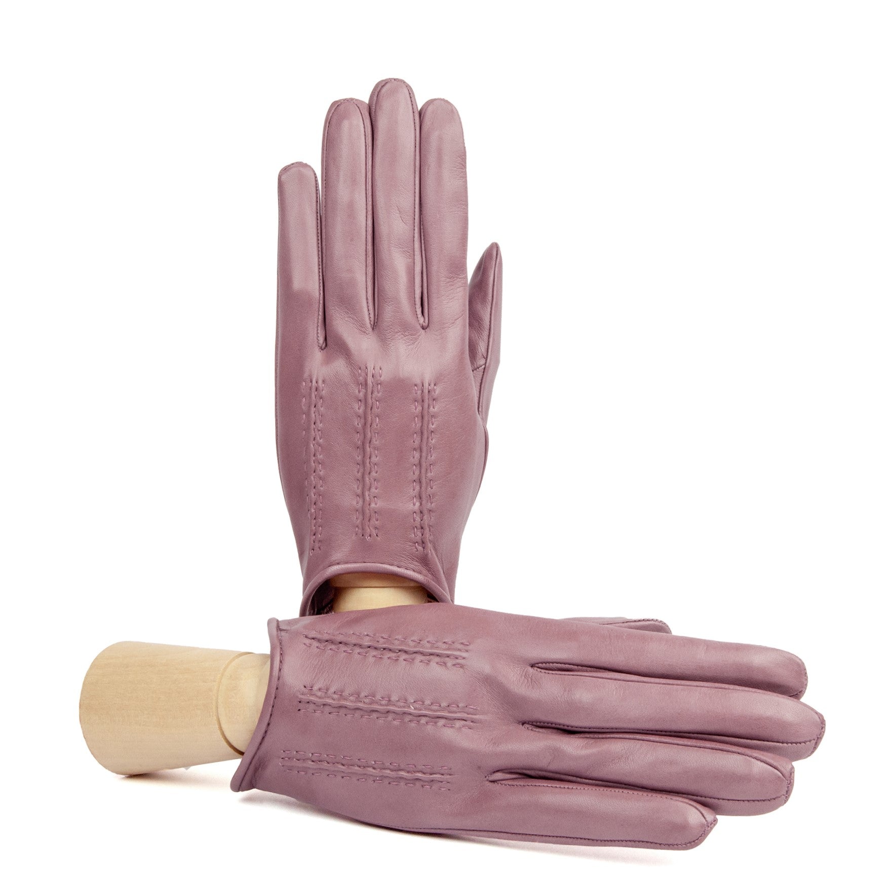 Women's unlined grey pink spring gloves