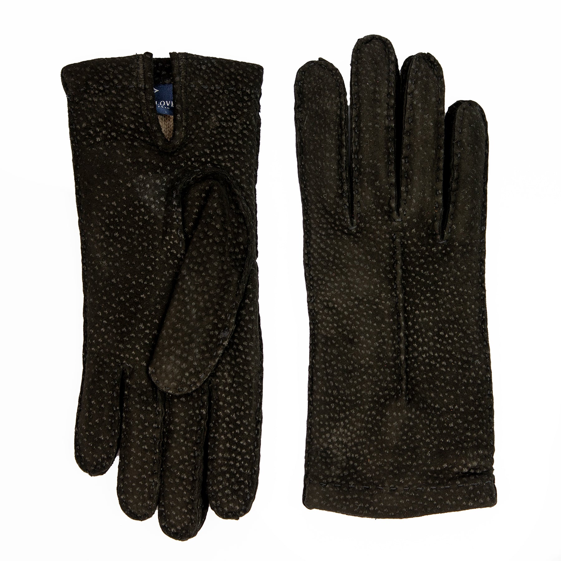 Woman's black carpincho gloves entirely hand-sewn cashmere lined