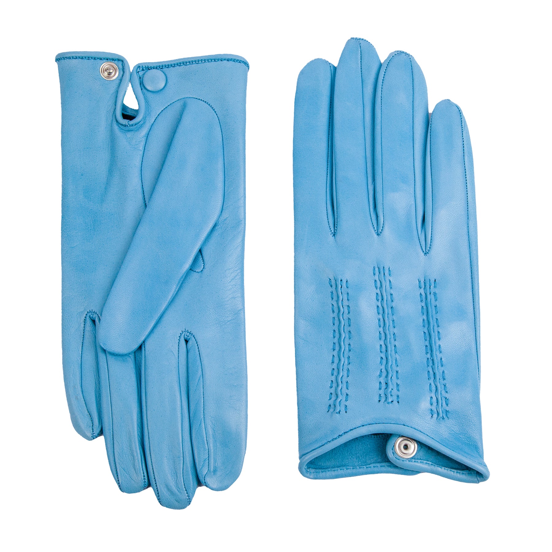 Women's unlined light blue spring gloves