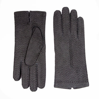 Woman's grey carpincho gloves entirely hand-sewn cashmere lined
