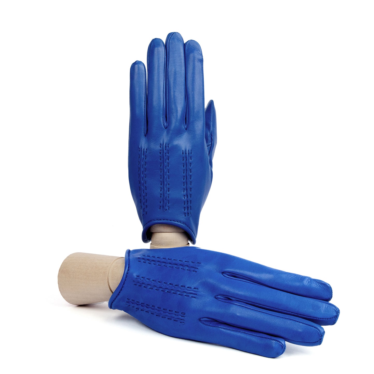 Women's unlined electric blue spring gloves