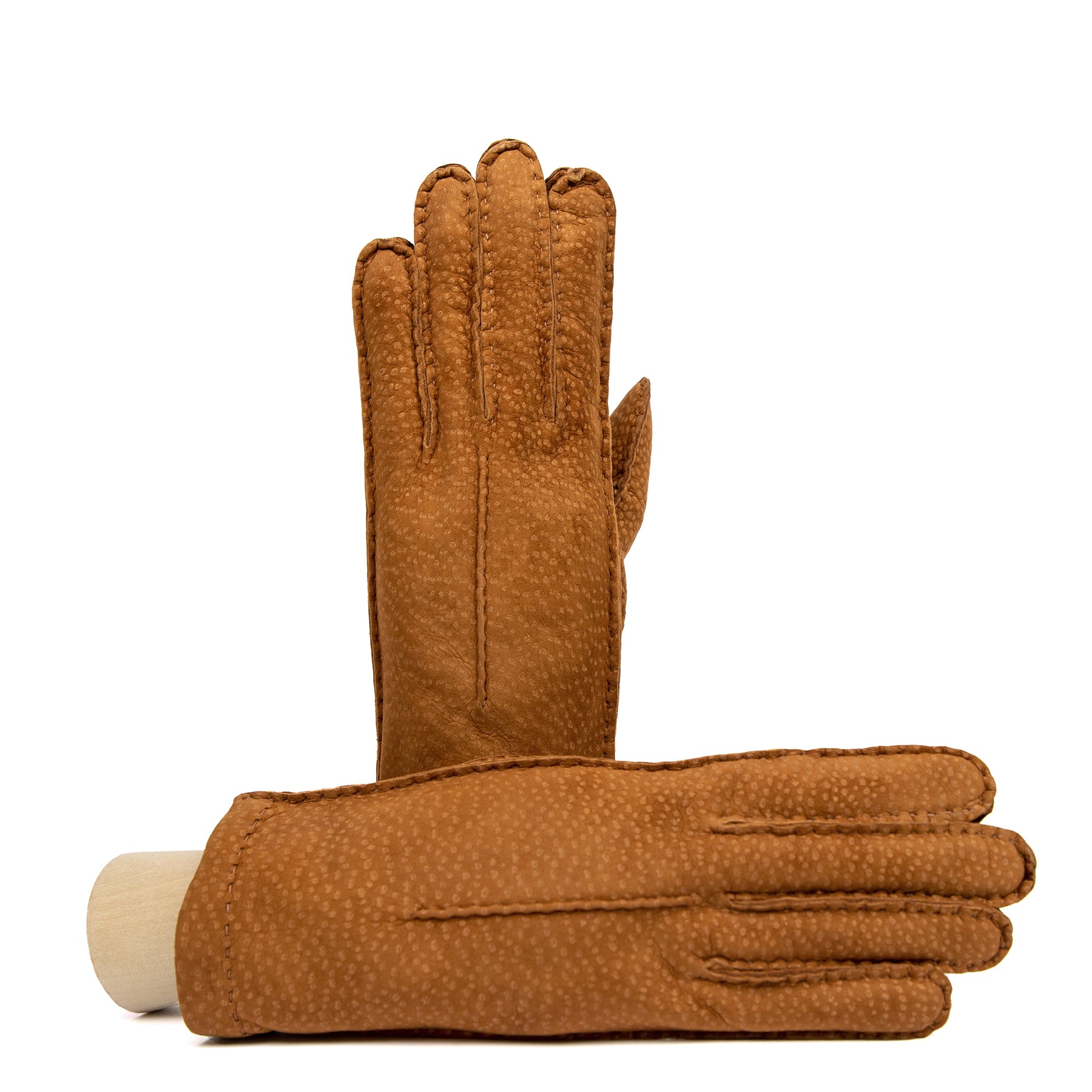 Damenhandschuhe aus Tabak-Carpincho, handgefertigt