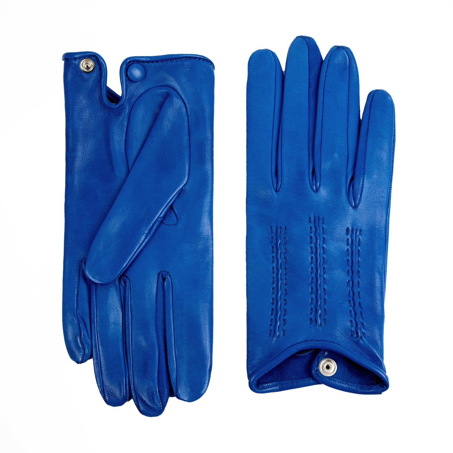 Women's unlined electric blue spring gloves