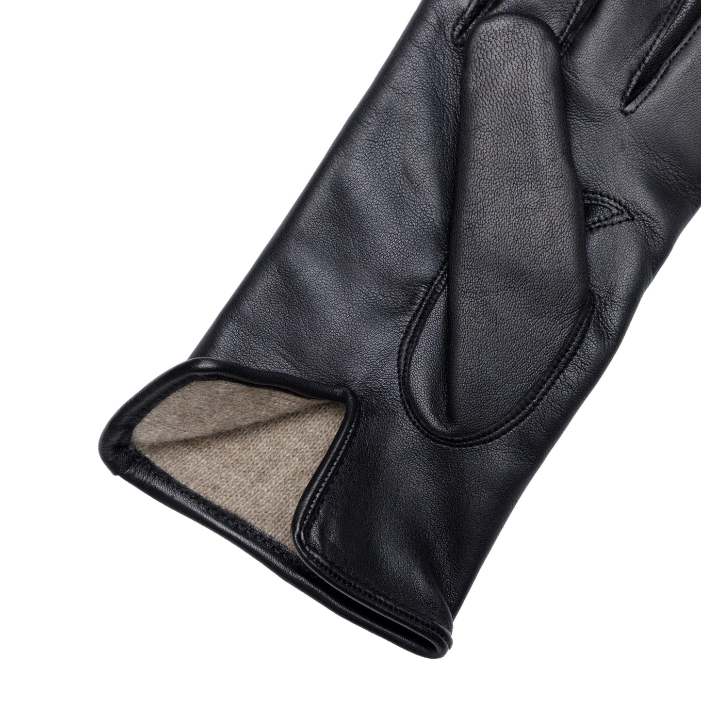 Men's black metal free nappa leather gloves with natural cashmere lining
