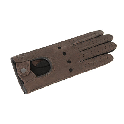Women's driving gloves in fine perforated pecary leather and without lining