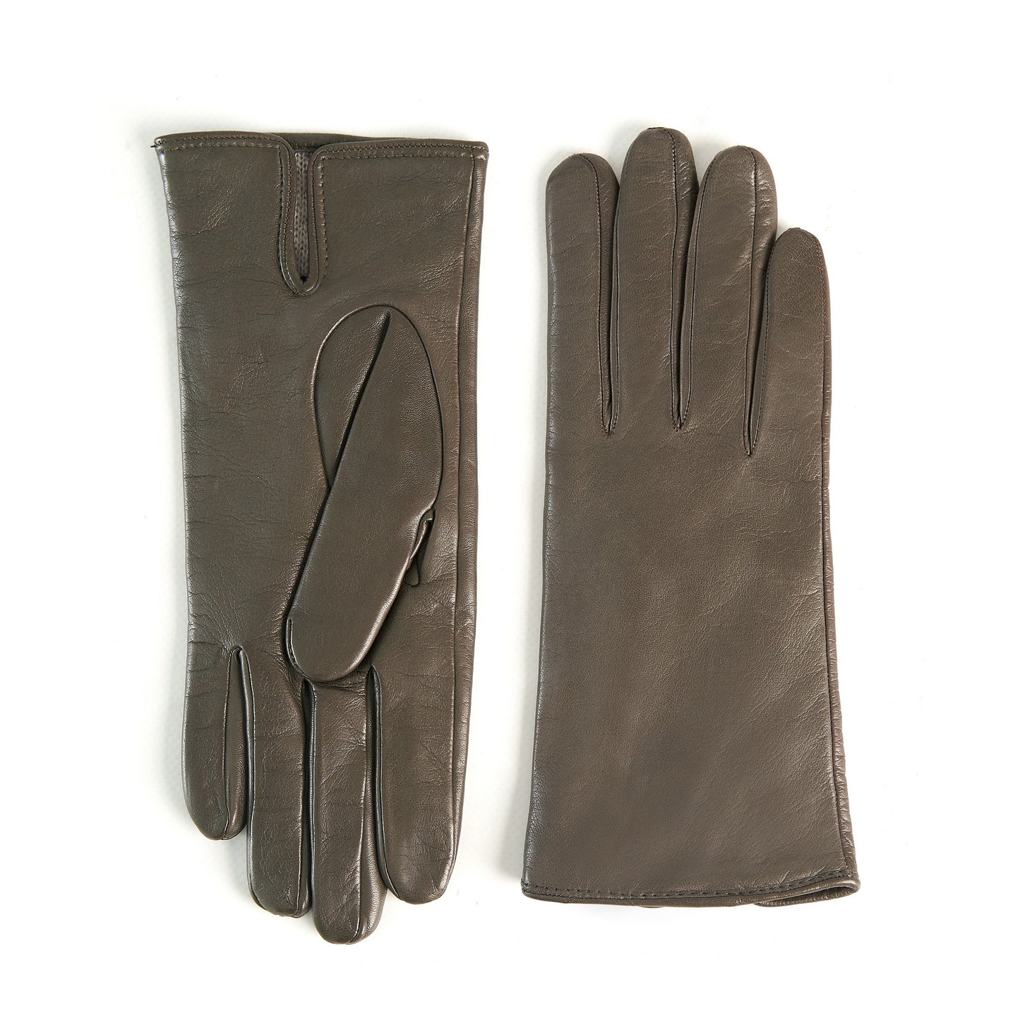 Women’s basic mud soft nappa leather gloves with palm opening and mix cashmere lining