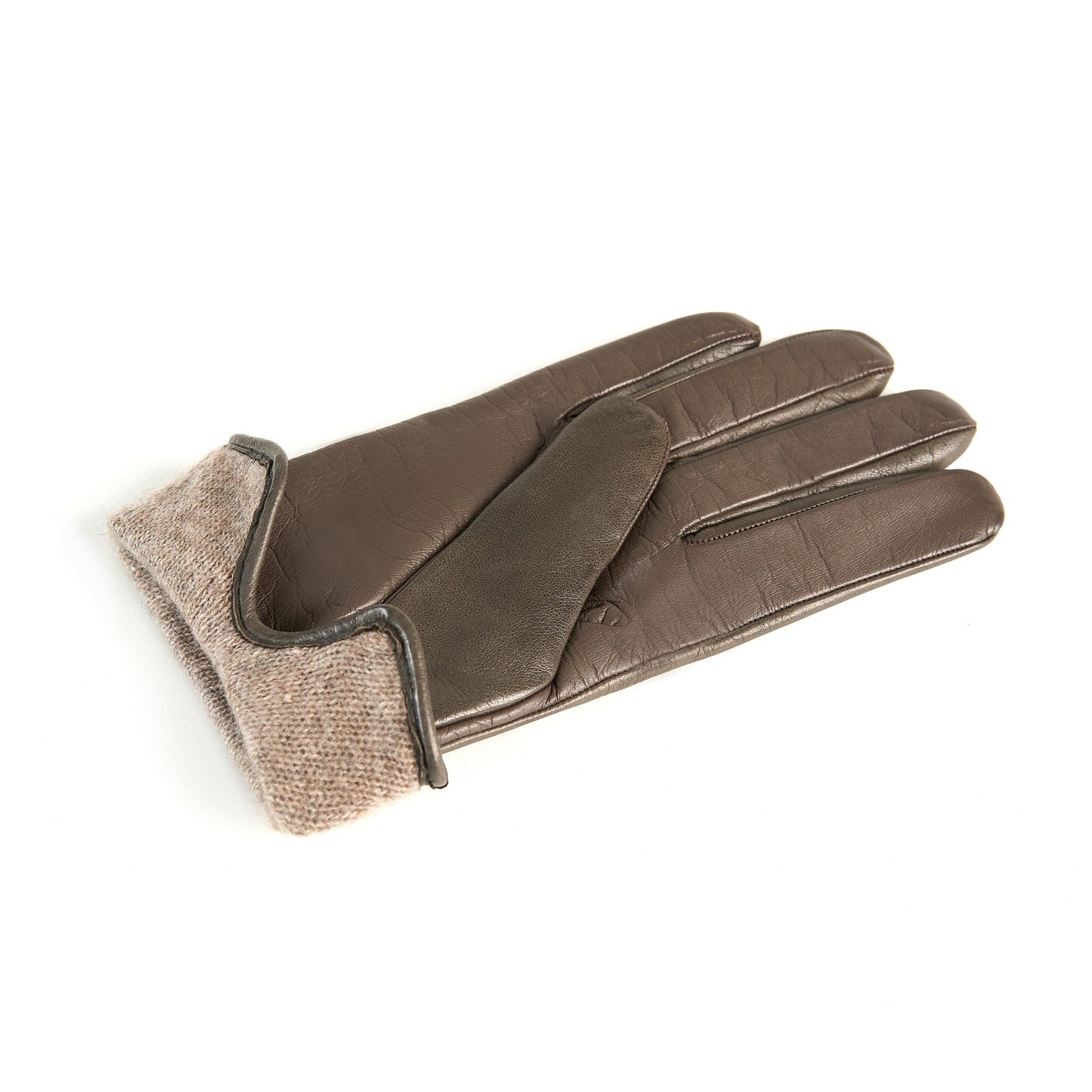 Women’s basic mud soft nappa leather gloves with palm opening and mix cashmere lining