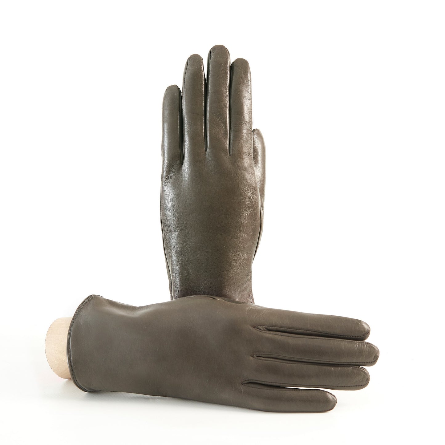 Women’s basic mud soft nappa leather gloves with palm opening and mix cashmere lining