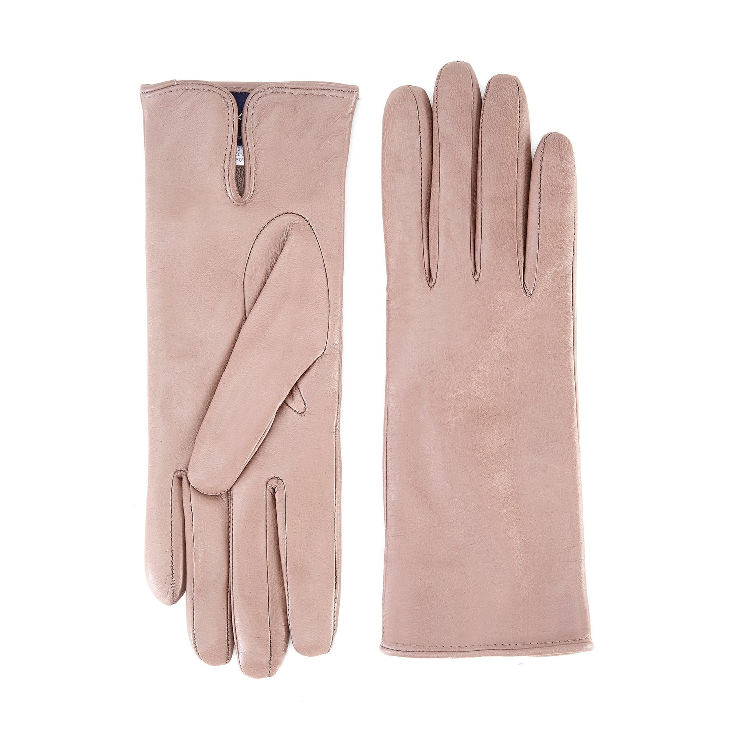 Women’s basic taupe soft nappa leather gloves with palm opening and mix cashmere lining