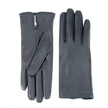Women’s basic forest green soft nappa leather gloves with palm opening and mix cashmere lining