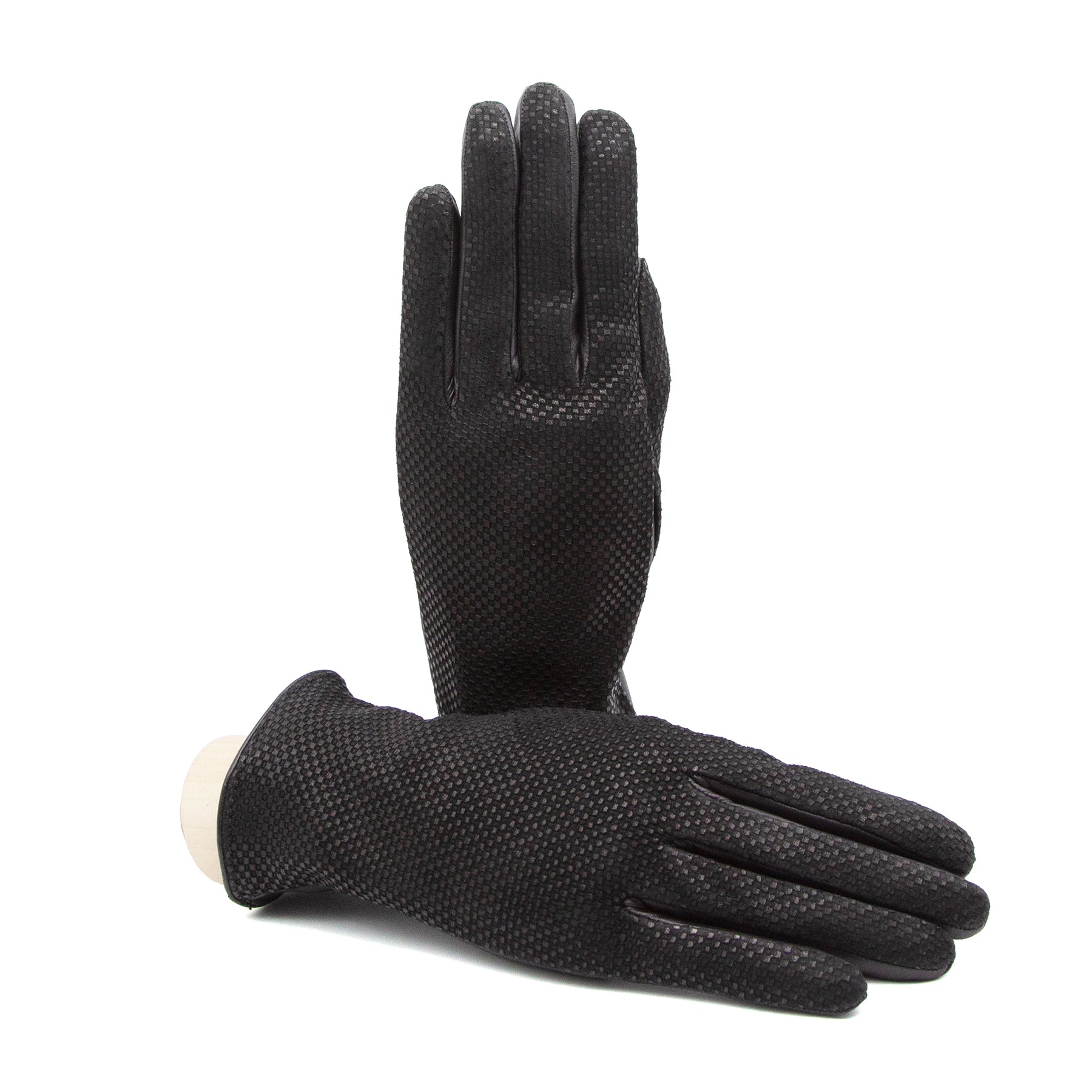 Damen schwarz printed Nappa-Leder Handschuhe und Kaschmirfutter – Gala Gloves