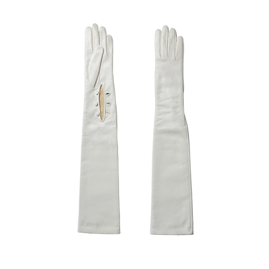 Women's opera nappa leather gloves colour white 16BT silk lined