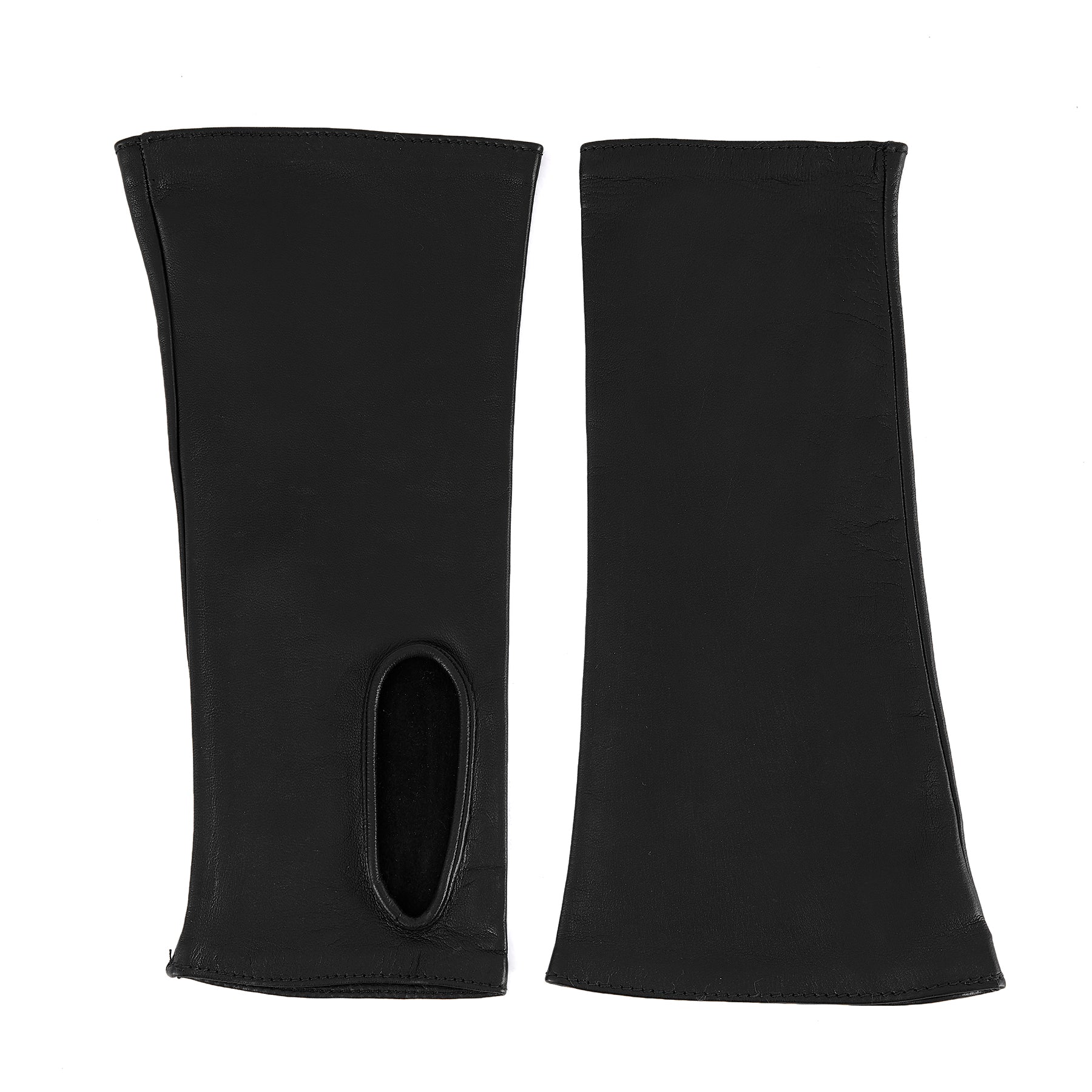 Women's fingerless black nappa leather gloves unlined