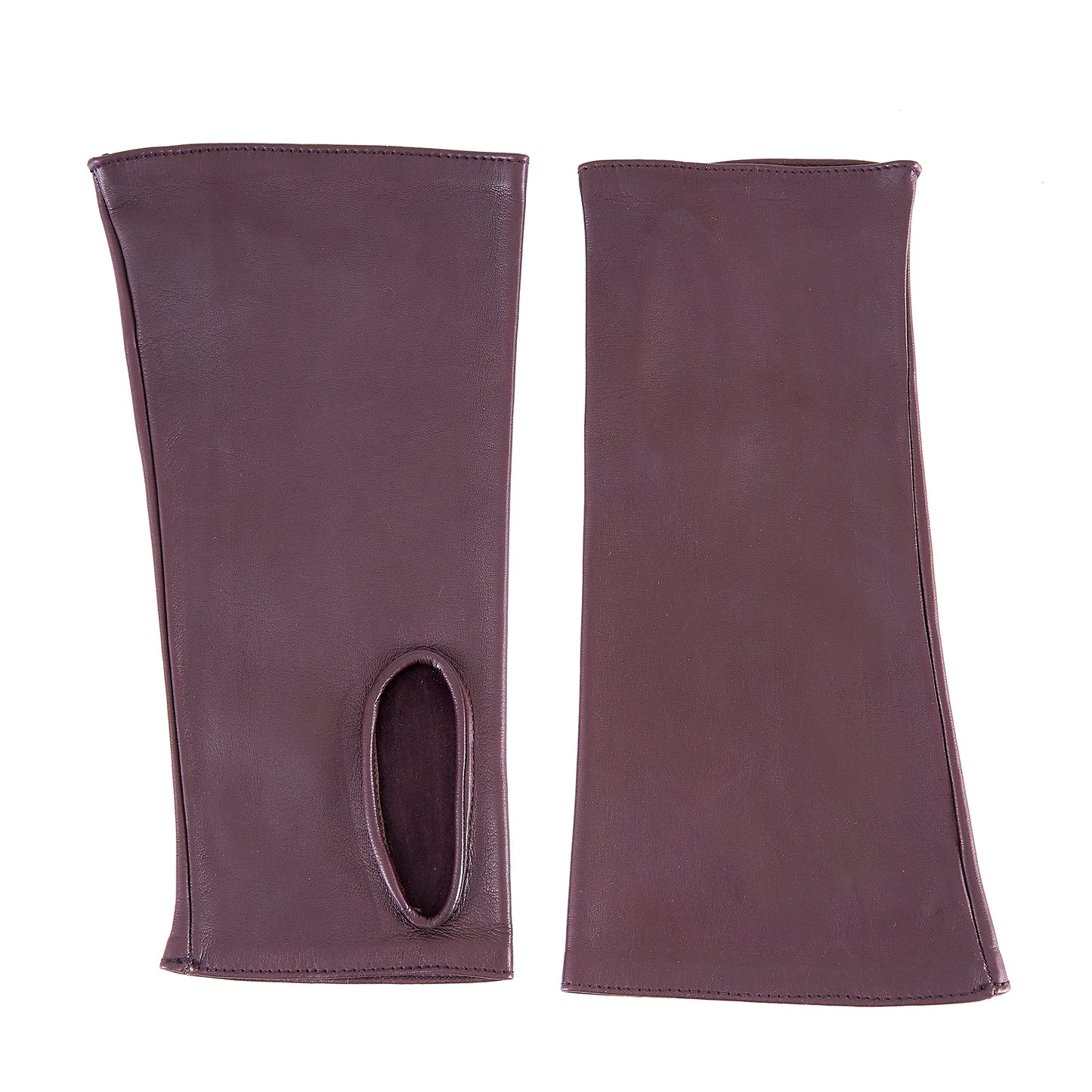 Women's fingerless bordeaux nappa leather gloves unlined