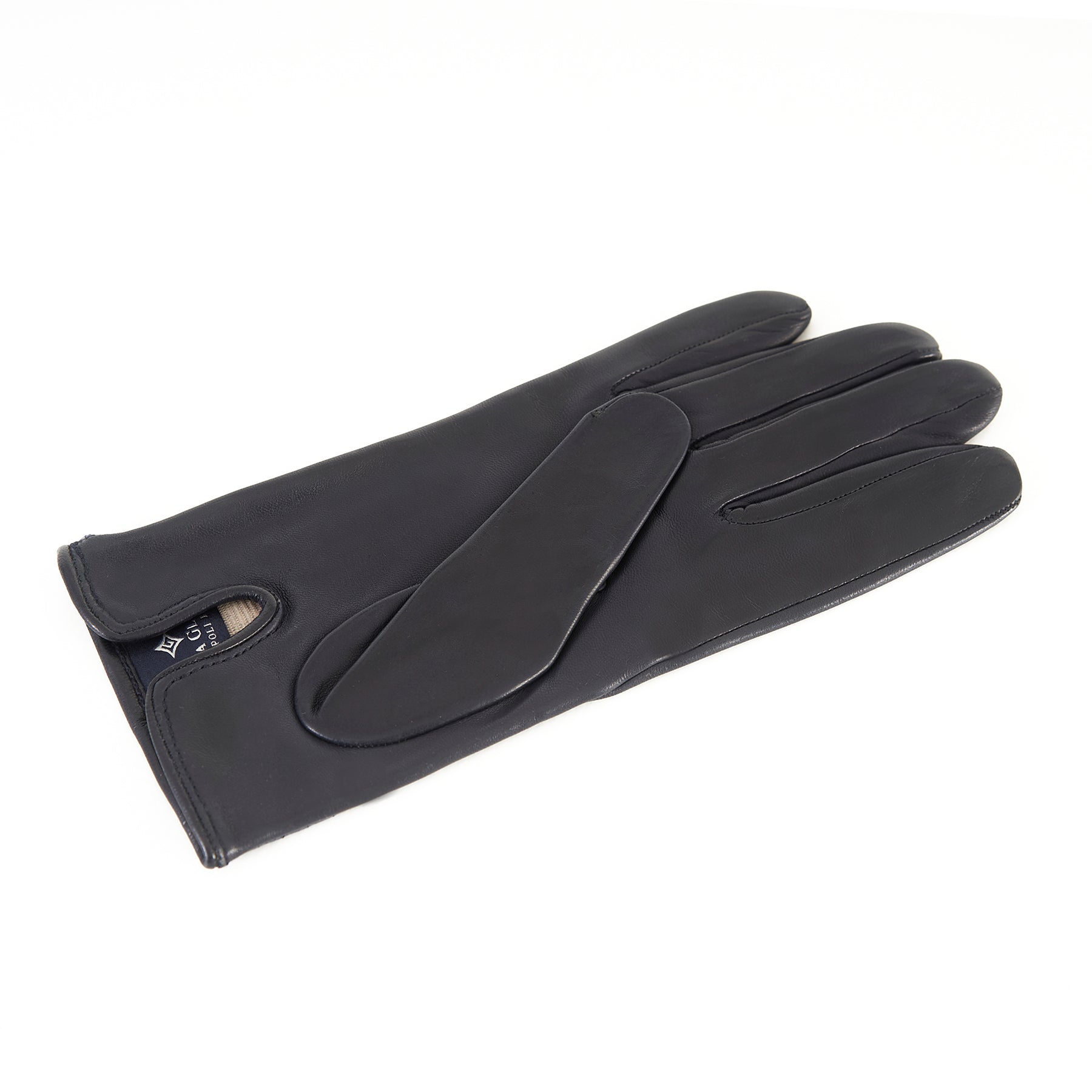 Ladies' deep grey nappa leather gloves with water reptile top silk lined